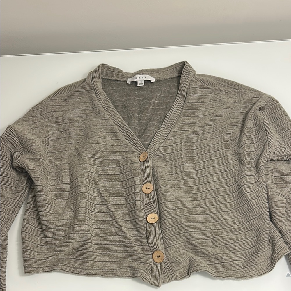 Dark Green Cropped Cardigan with Relaxed Fit